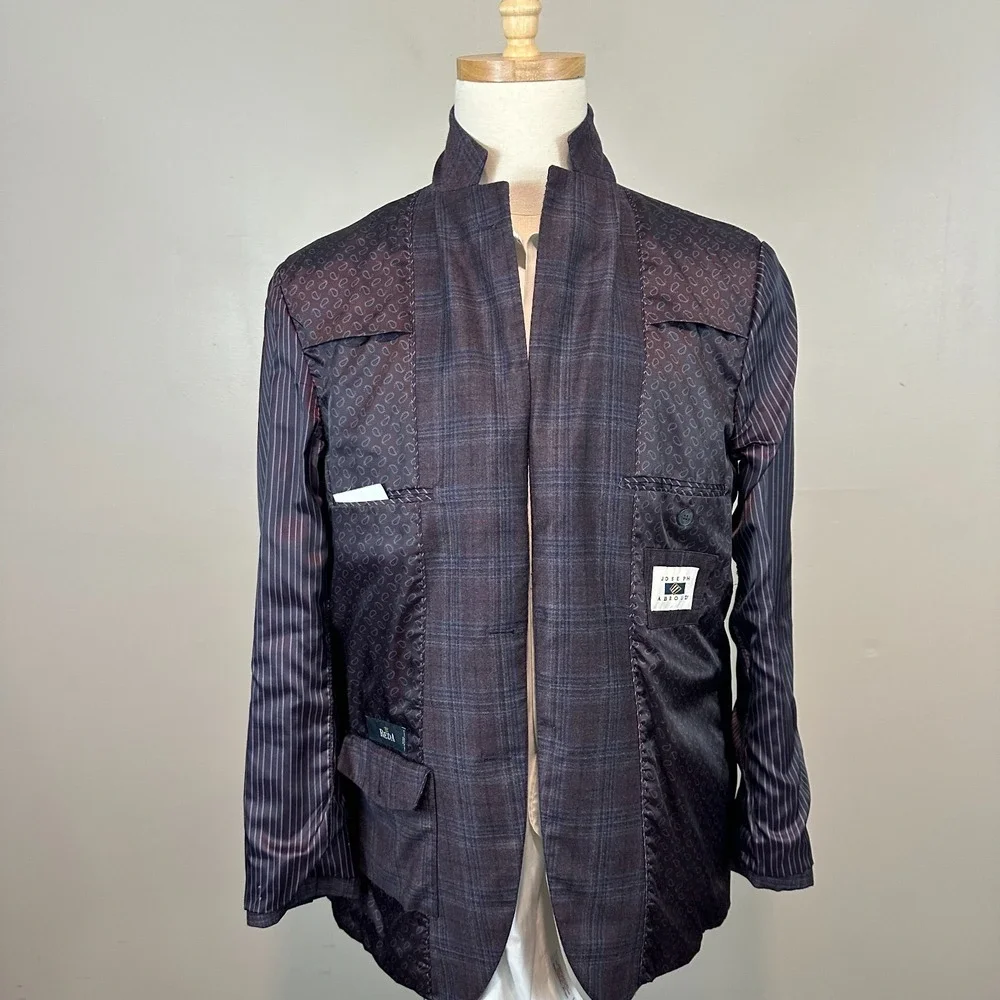 Joseph Abboud Reda Blazer Jacket Regular Blue Plaid Wool Notch Lapel Mens 42